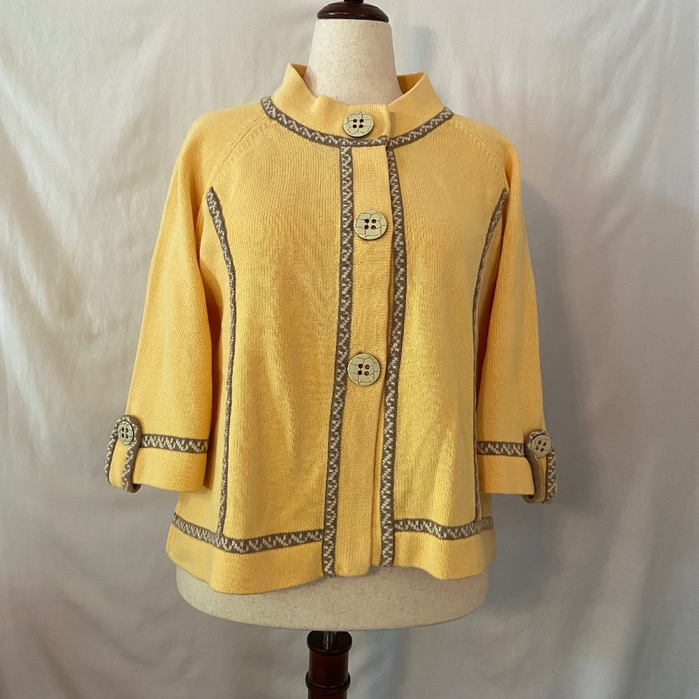 Golden yellow Coldwater Creek Sweater with Chunky Buttons